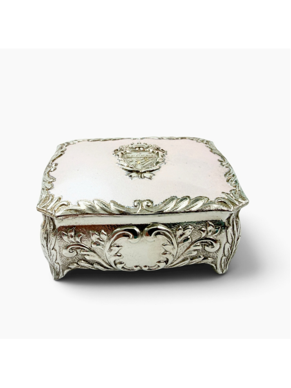 Vintage 1960s Japanese Jewelry Box, Pink Pearl-Tone Lid, Heraldic Crest - Picture 5 of 9